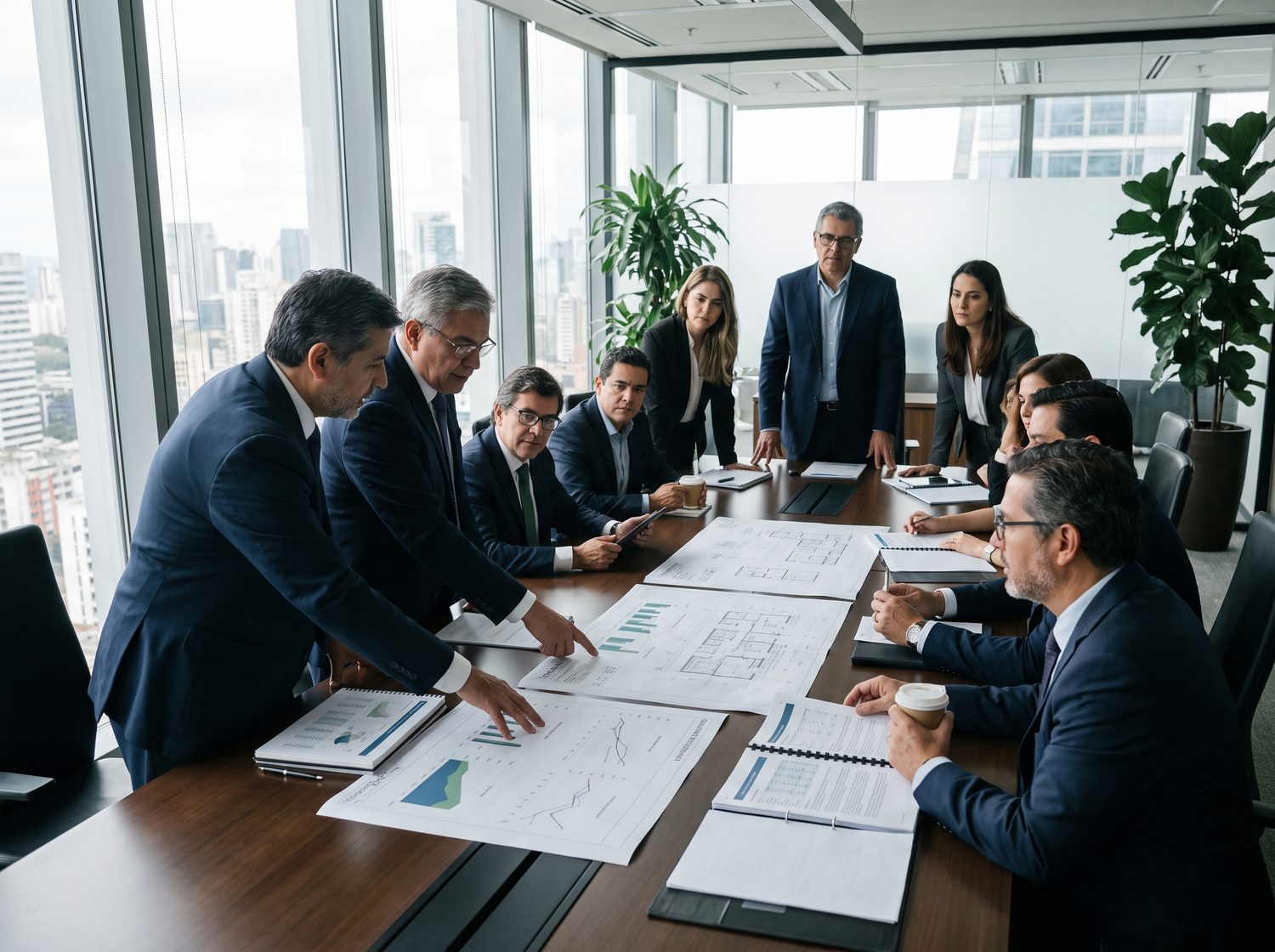 Consultores de AROCA en una reunión de finanzas corporativas